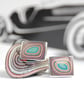 fordite cufflinks - oblong with swivel backs