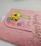 Sunshine Yellow Polka Dot Flower in Pink Arch - Birthday Card  - Image 7