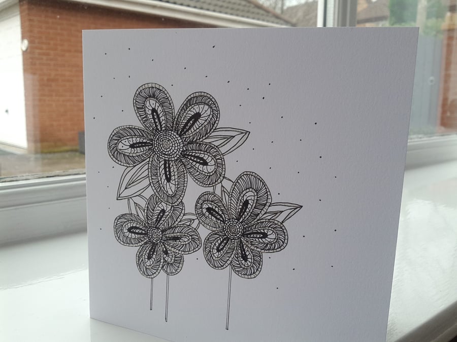 Modern flower open card