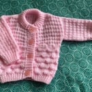 Hand Knitted Baby Girls Pink Cardigan 18" 