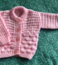 Hand Knitted Baby Girls Pink Cardigan 18" 