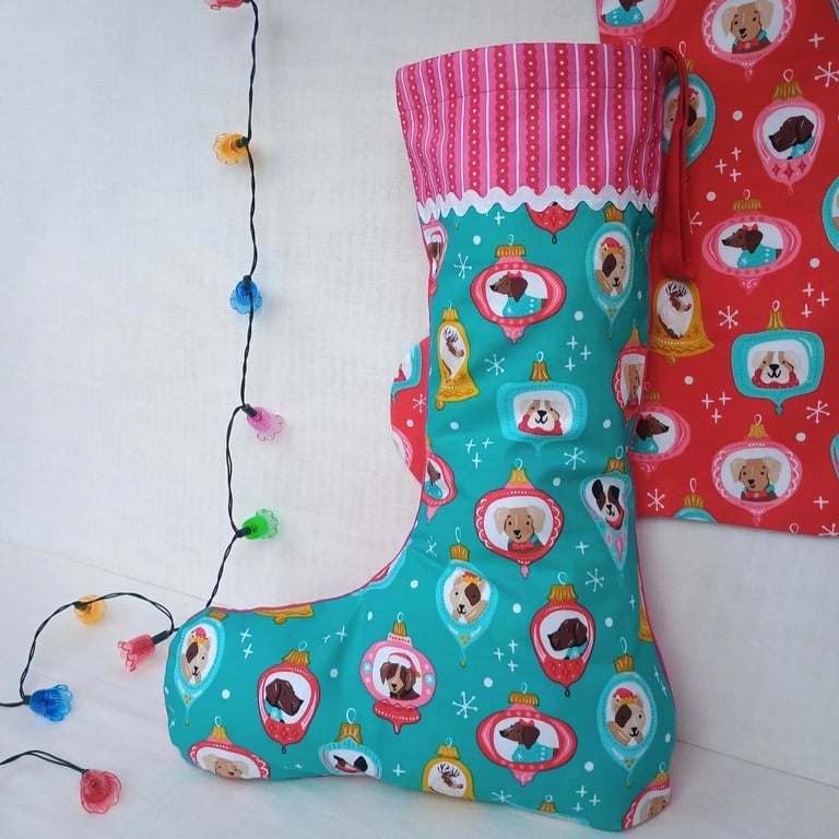 Christmas Stocking, Happy Dogs large stocking can be personalised