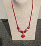 Red Ceramic Flower Necklace - Image 3