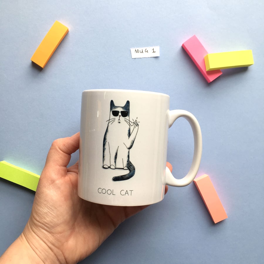 SLIGHT SECONDS SALE Cool Cat Mug 'Mug 1'
