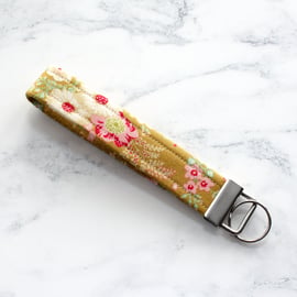 Key Ring, Wristlet - Handmade using beautiful floral Tilda Fabric