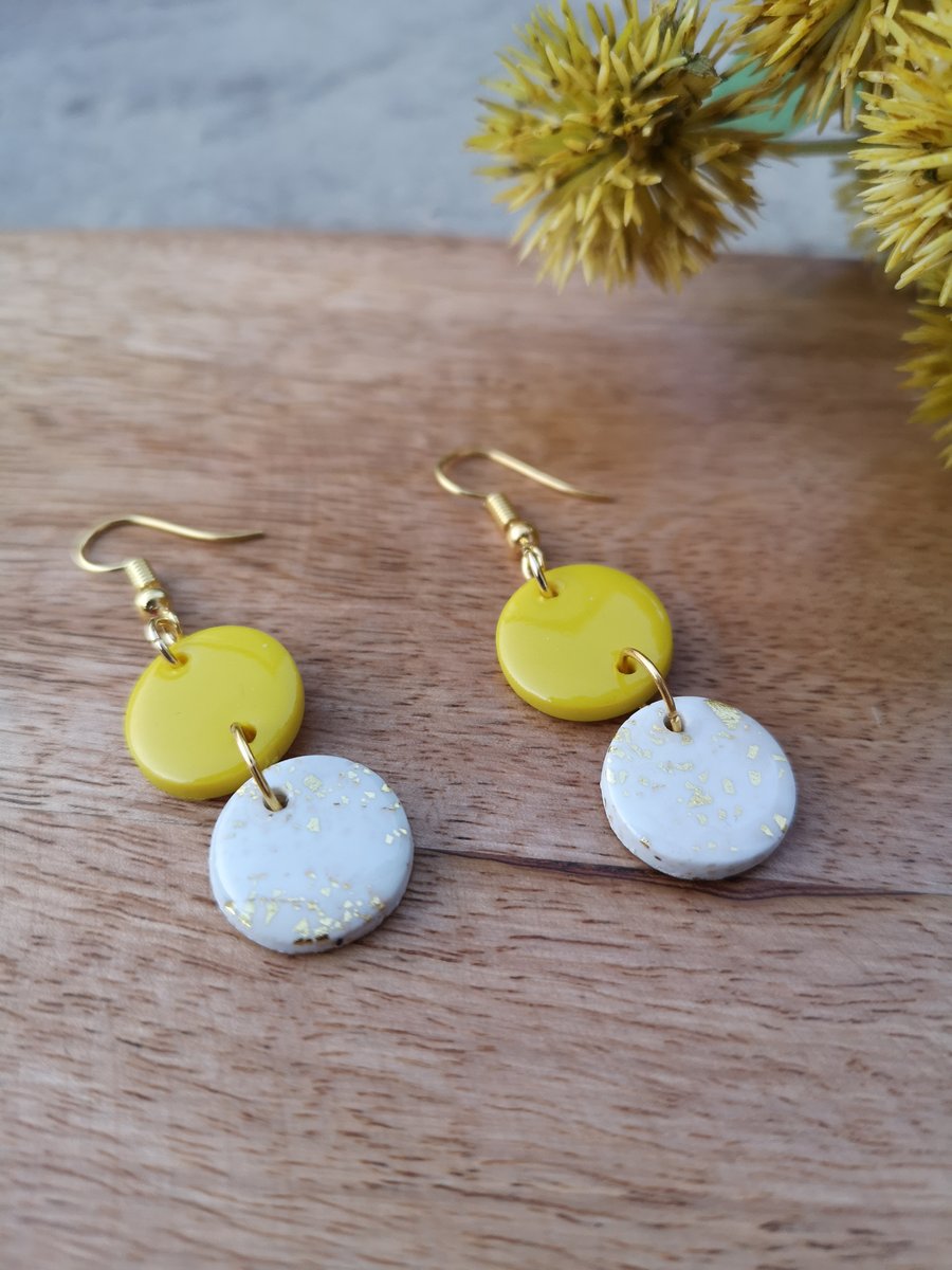 Small Circle Drop polymer clay earrings