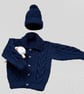 Hand Knitted Wool Blend Cardigan with Matching Beanie Hat-Fits Age 3-4 years
