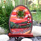Pyrography Lighthouse Guardian Dragons Portal Fairy Door. 