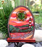 Pyrography Lighthouse Guardian Dragons Portal Fairy Door. 