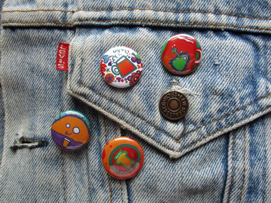 SALE - Set of 4 x 25mm metal button badges – Beer Monsters