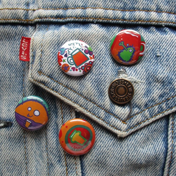 SALE - Set of 4 x 25mm metal button badges – Beer Monsters