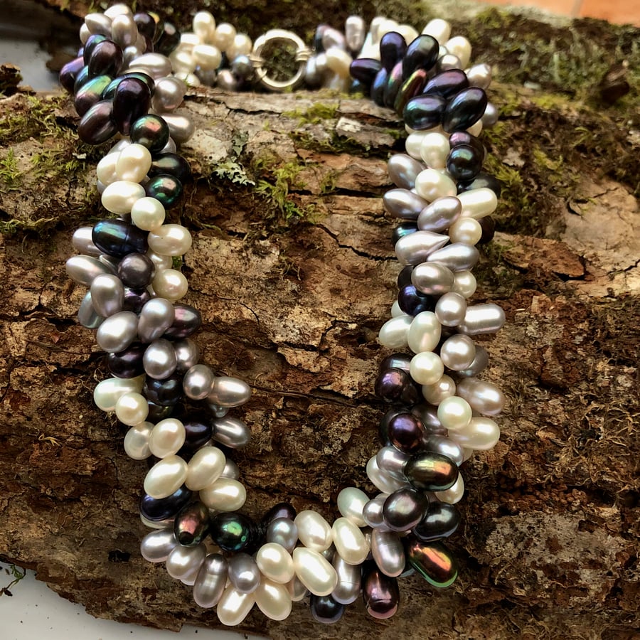 Mixed colours freshwater pearl rope necklace  -00001096