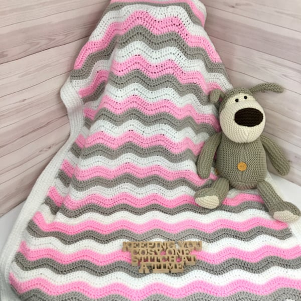 Crocheted Ripple Baby Blanket 