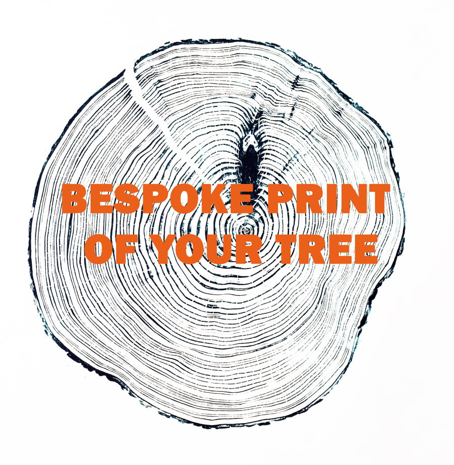 Bespoke Tree Ring Art Print for your Home commemorating your fallen tree 