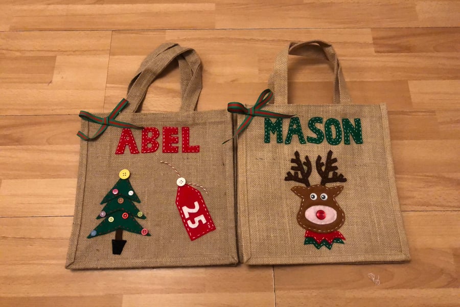 Christmas Eve, gift bags-personalised 