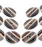 12 Oval-Style Buttons, 28mm Wide, Carved Stripes Design, Brown, Textured