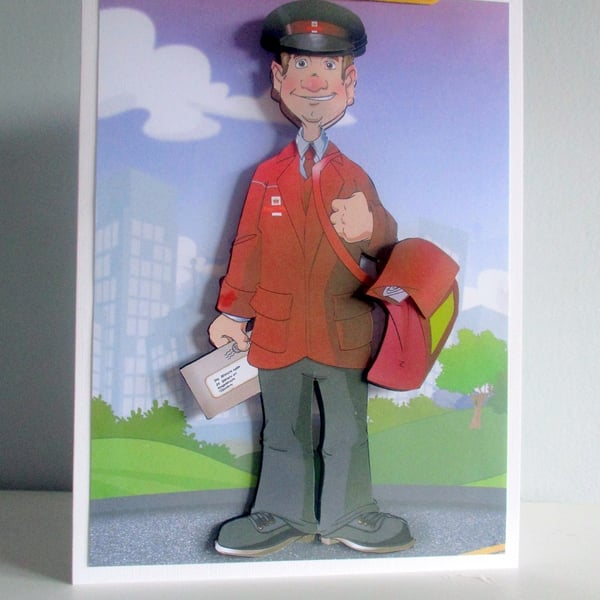 Handmade 3D Postman Retirement, Birthday, Thank You Greeting Card, Personalise