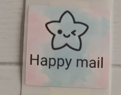 20 Thermal Printed 'Winking Star Happy Mail' postal stickers