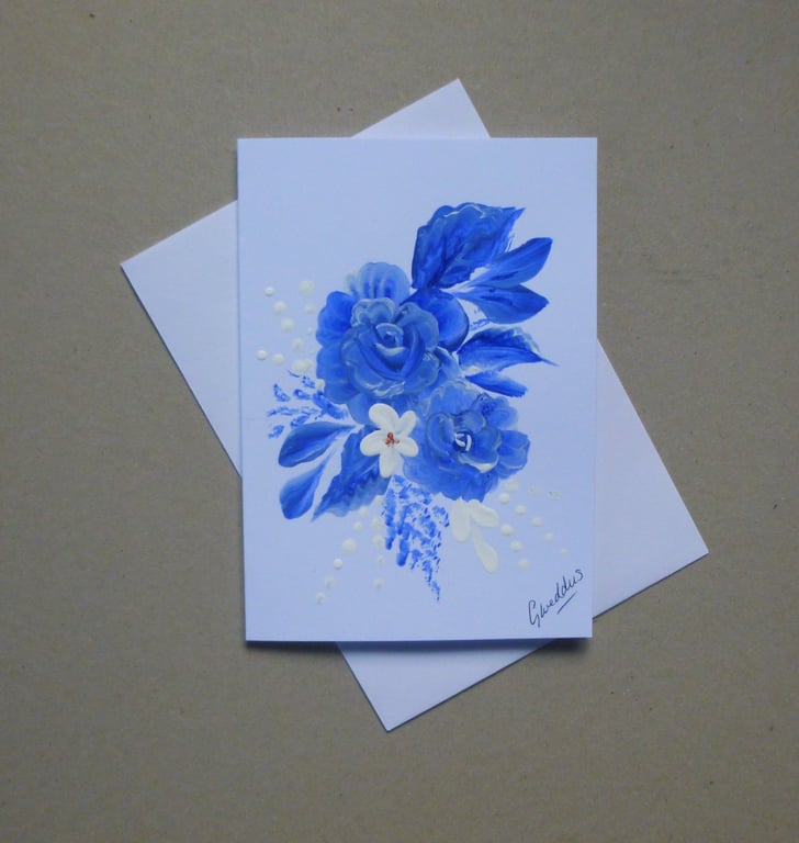 hand painted original art blank greetings card ( ref FA 2 G2 )