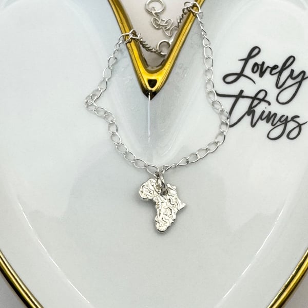 Fine Silver Map of Africa Necklace