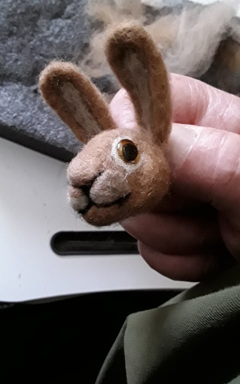 Needle Felted Hare Brooch 