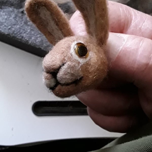 Needle Felted Hare Brooch 