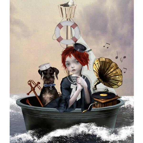 Surreal Nautical Art Print - Ahoy Me Hearties