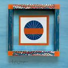 Framed Linoprint in Decorative Repurposed and Distressed Frame