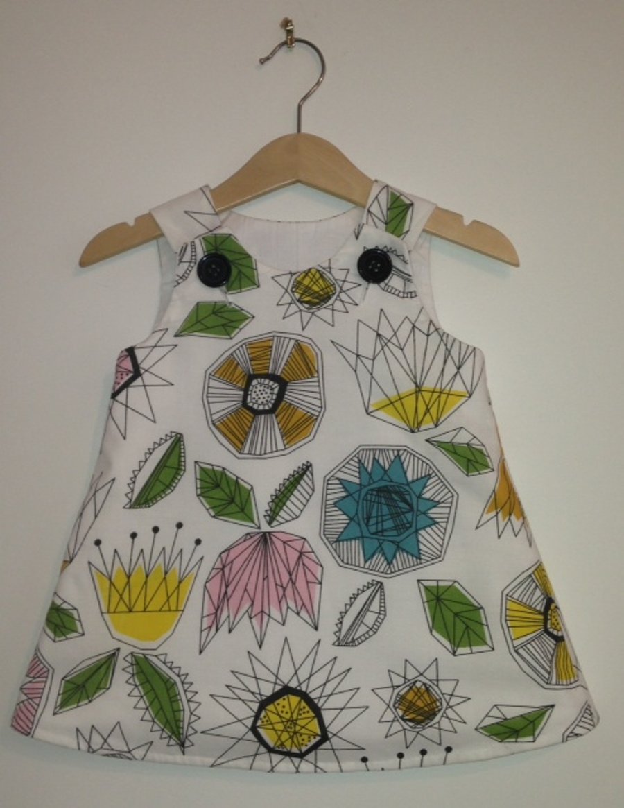 SALE Absract flower pinafore. 1-2 years