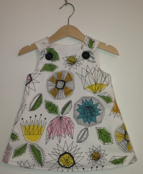 SALE Absract flower pinafore. 1-2 years