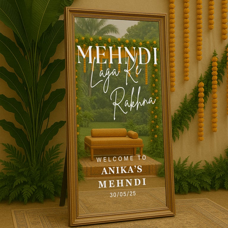 Personalised Mehndi Vinyl Sticker Modern Welcome Decor For Indian Wedding