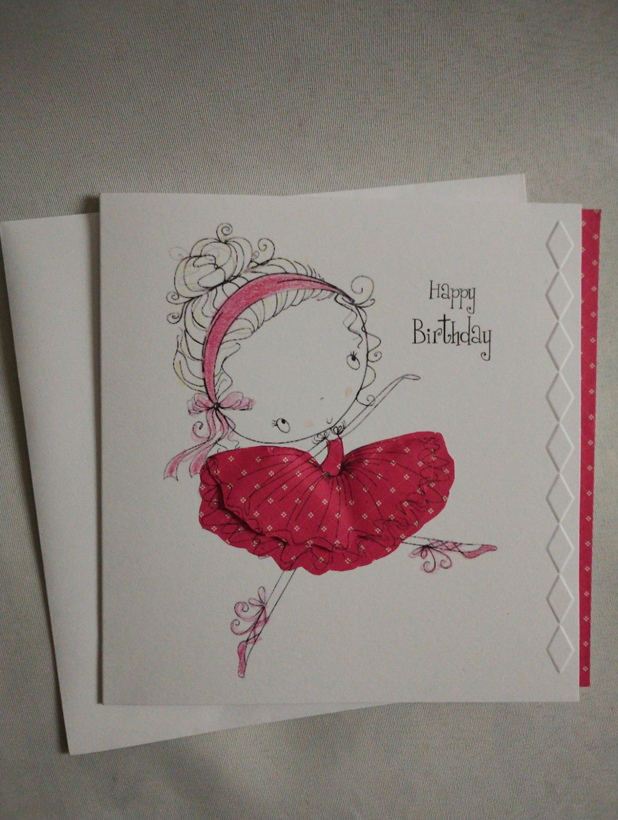 Little Dancer Birthday Card Pretty in Pink 