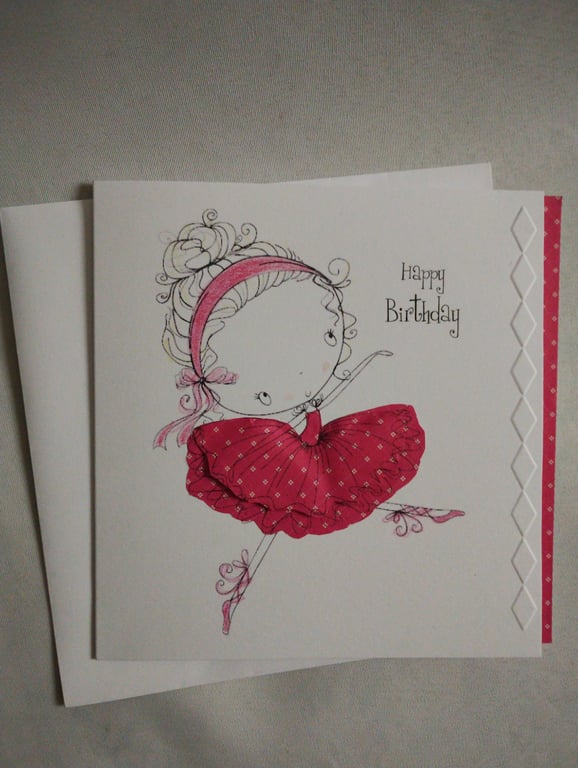 Little Dancer Birthday Card Pretty in Pink 