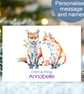 Personalised Fox Christmas Card, Watercolour Art, 2 Sizes - Image 2