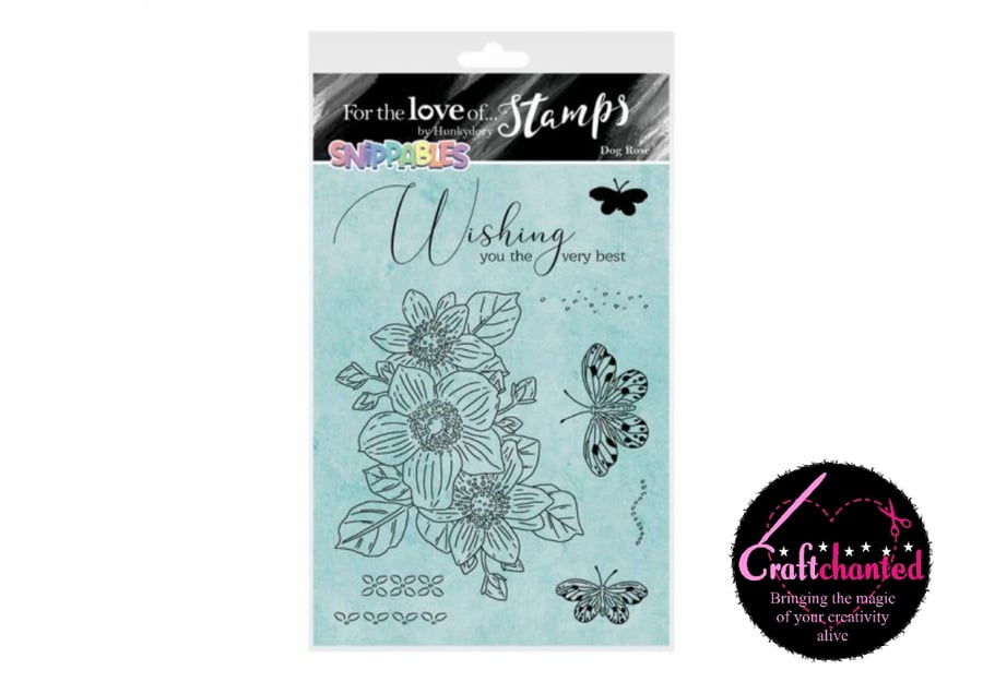 For The Love Of Stamps Moonstone Snippables Floral Favourites  Dog Rose A5 Stamp