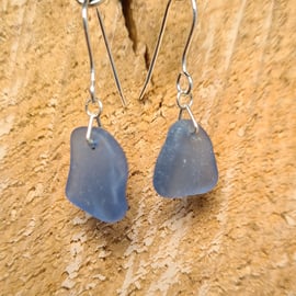 Cornflower Blue Seaglass Earrings