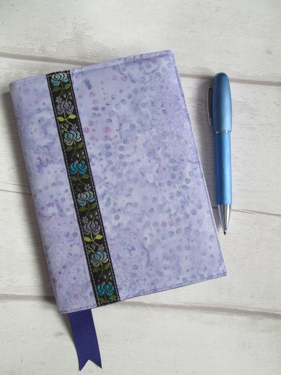 A6 Lilac Batik Reusable Notebook Cover, Pocket Notebook, Small Notebook