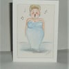 original hand painted cartoon greetings card( ref F 176)