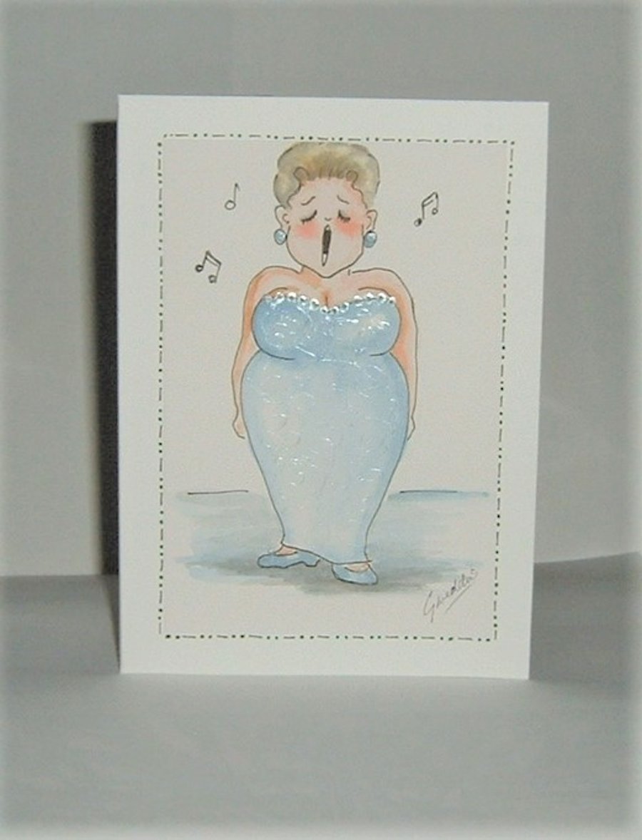 original hand painted cartoon greetings card( ref F 176)