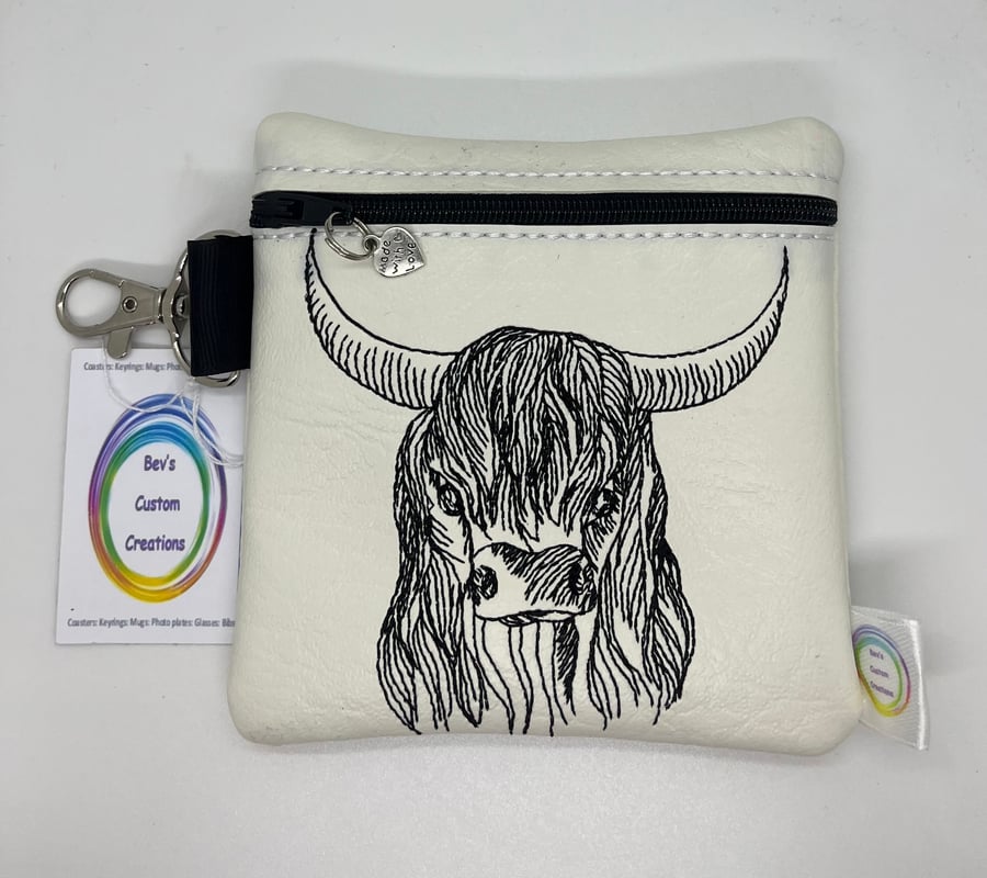 Highland Cow Embroidered small bag