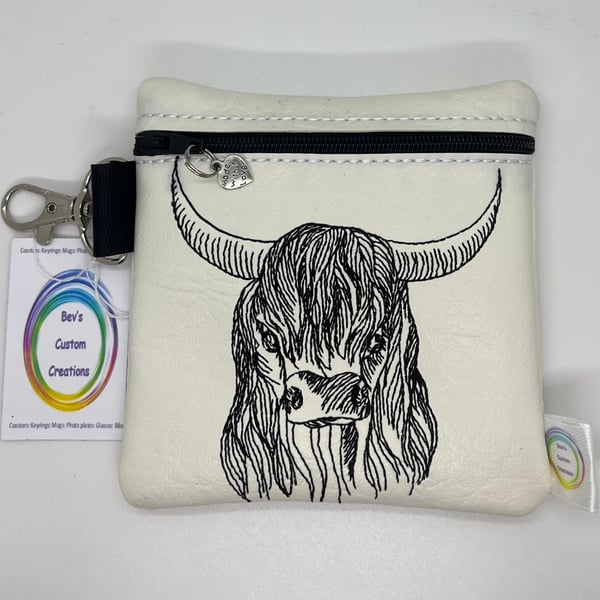 Highland Cow Embroidered small bag