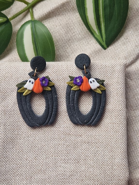 Pumpkin Polymer Clay Earrings: Halloween