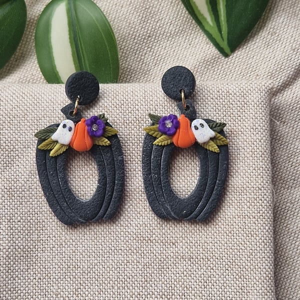 Pumpkin Polymer Clay Earrings: Halloween