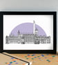 Northampton Landmarks Skyline Art Print - Image 1