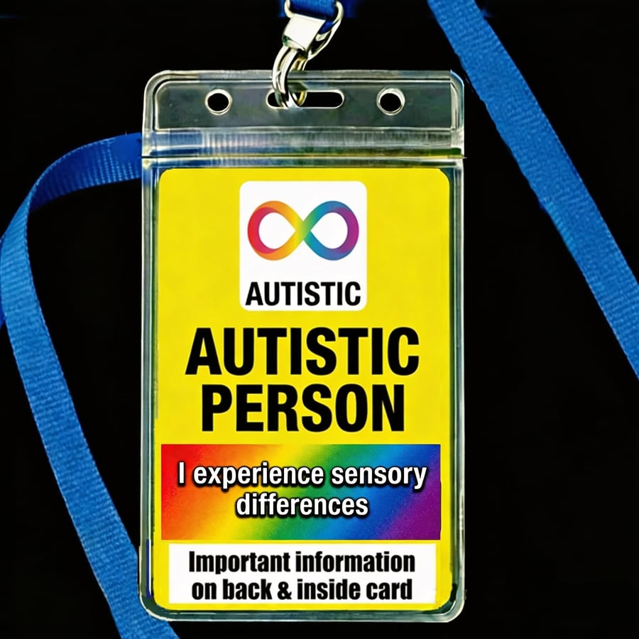 Autistic Person Badge, Lanyard and Badge Holder., plus Medic form