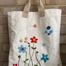 Flower button canvas bag