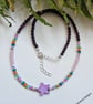 Boho Mother of Pearl Star & Seed Bead Multicoloured Necklace 