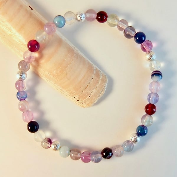 Fluorite And Agate Bracelet - Handmade In Devon