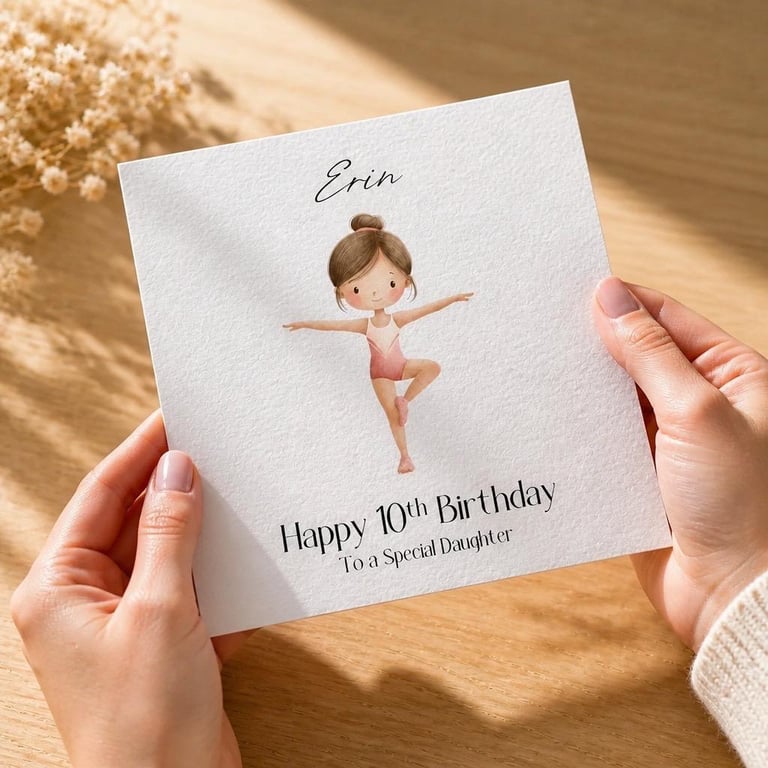 Personalised Gymnast Birthday Card For Her Happy Birthday Daughter Niece etc