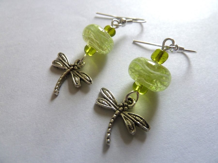 SALE Lampwork dragonfly earrings